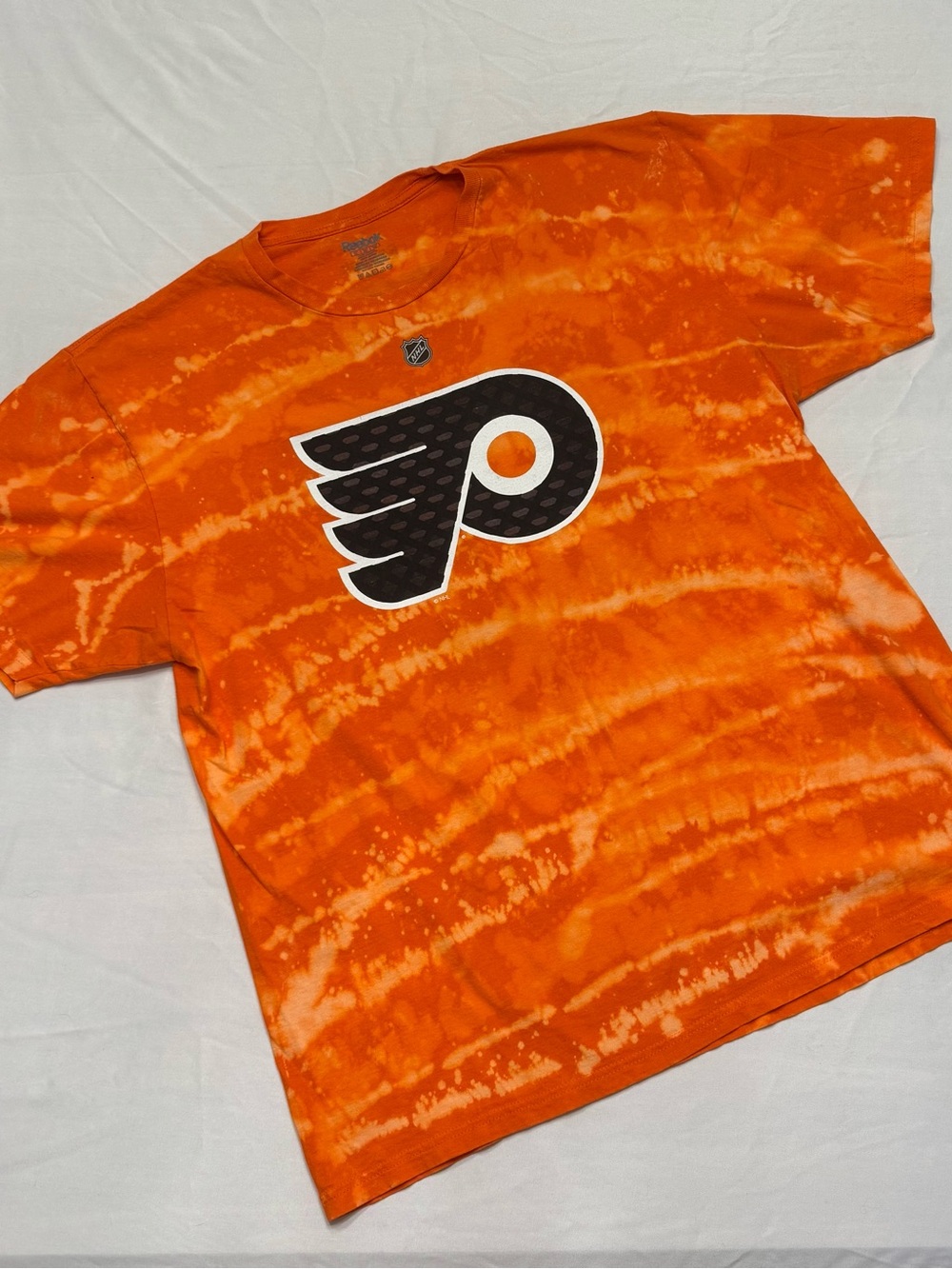 Reebok Orange Tie-Dye NHL Logo Tee